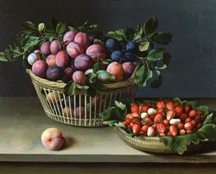 Basket of Plums and Basket of Strawberries, 1632